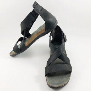 NAOT Rianna Oil Coal Nubuck Leather Sandal in Black 40 EU/8.5-9 US